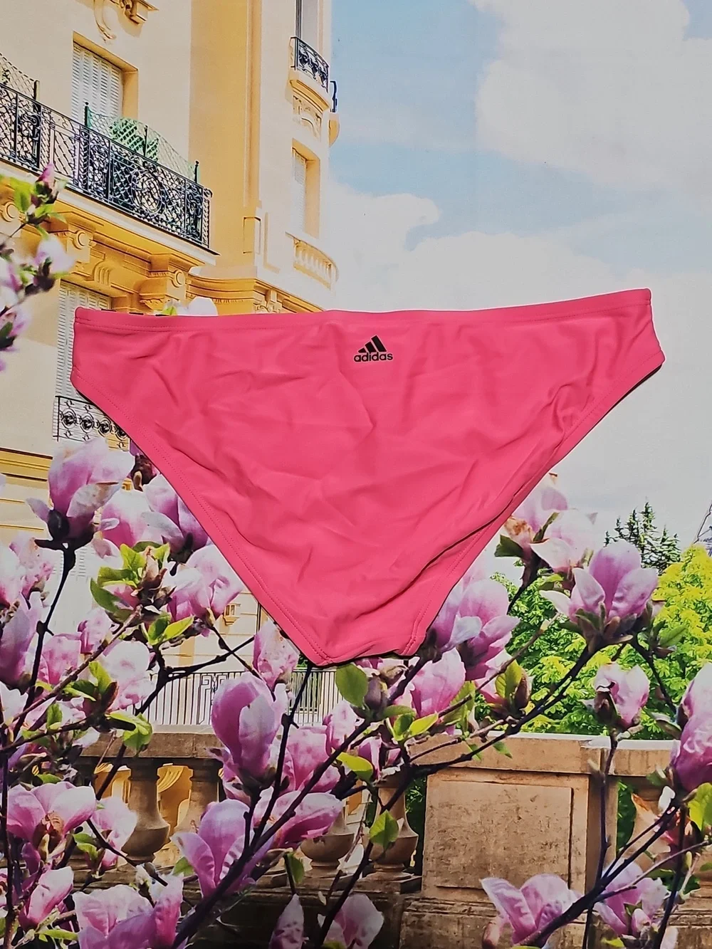 Adidas Bikini Bottoms Pink Black Three Stripes Size Large New